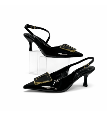 SALÓN NEGRO CHAROL DETALLE DORADO