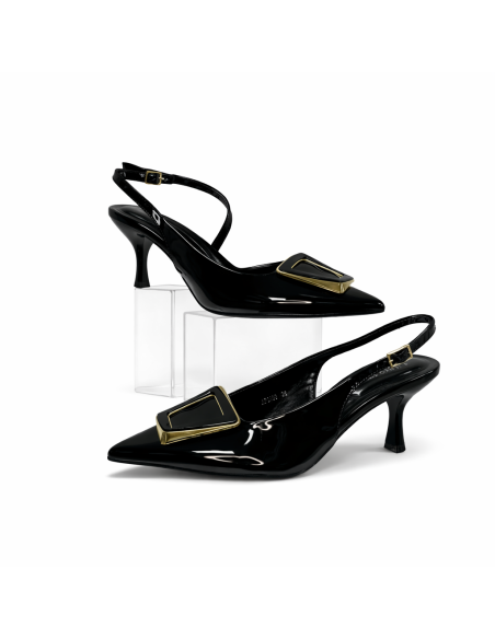 SALÓN NEGRO CHAROL DETALLE DORADO